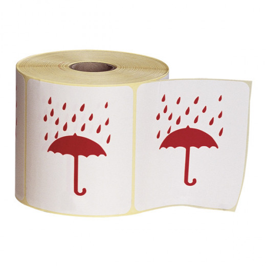 Rouleau d'étiquettes de signalisation adhésives impression rouge PARAPLUIE 70mm x 100mm