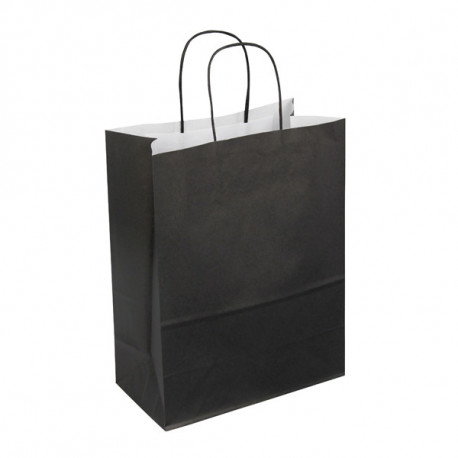 Sac kraft noir poignées torsadées 35 x 14 x 40 cm